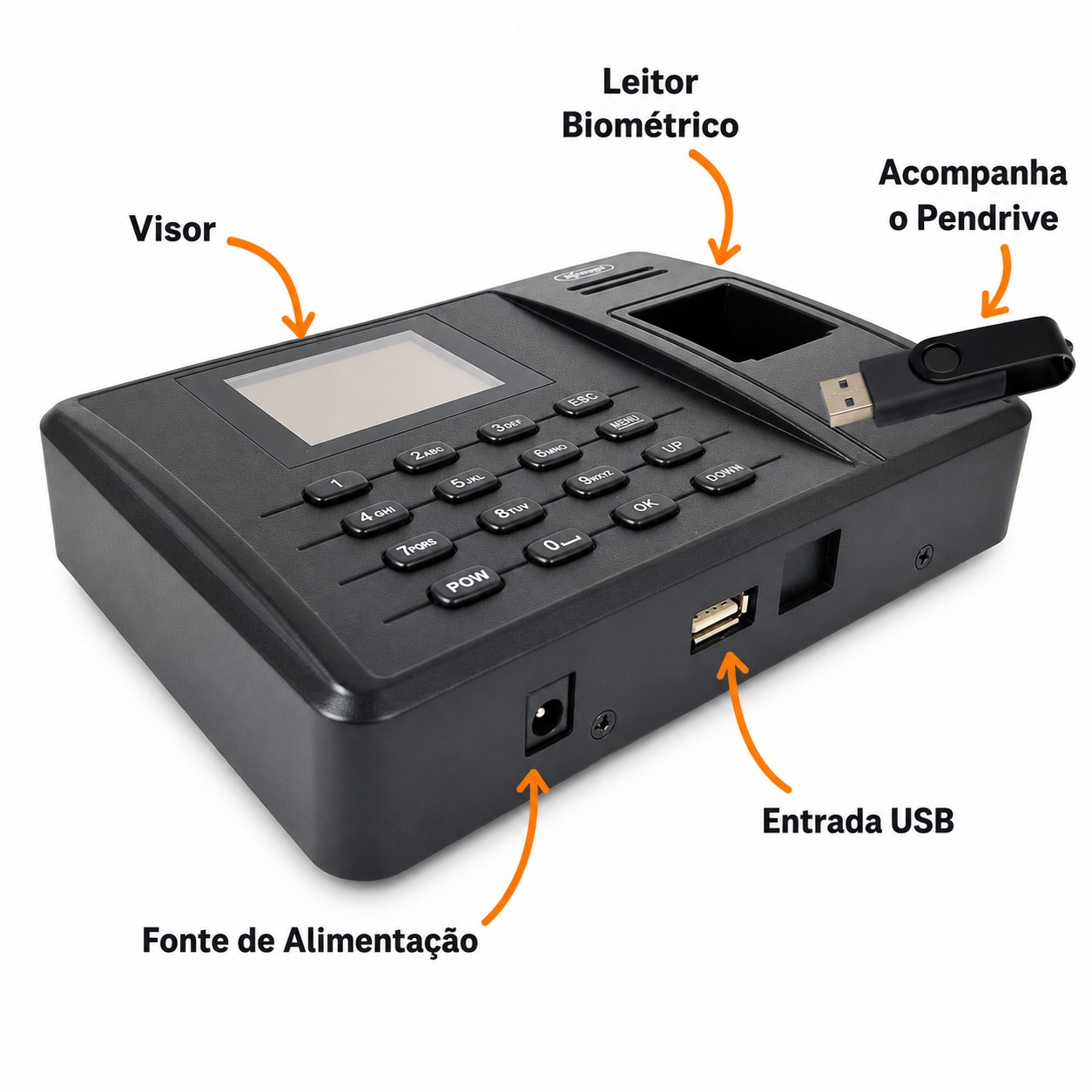 Foto do Relógio Ponto Biométrico + Licença Expert Ponto (1 CNPJ) + Pendrive